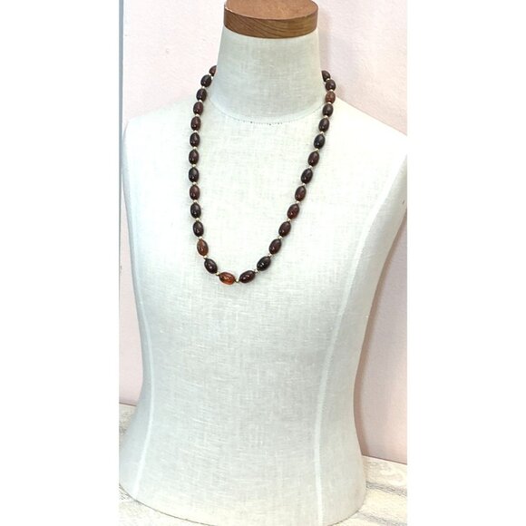 Brown Tone Resin Bead Necklace - Picture 7 of 7